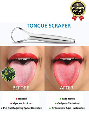 Özel Üretim Ferah Nefes Paslanmaz Çelik Standart Boy Sıyırıcı Aparat Dil Temizleyici Ağız Bakım