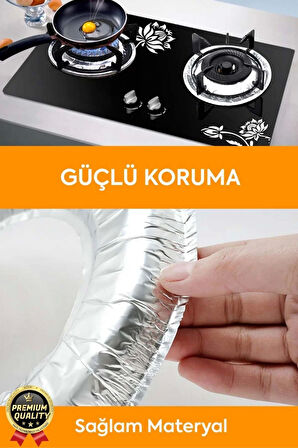 Çok Amaçlı Pratik Leke Önleyici Isıya Dayanıklı Yıkanabilir Alüminyum Ocak Koruyucu Folyo - 10 Adet