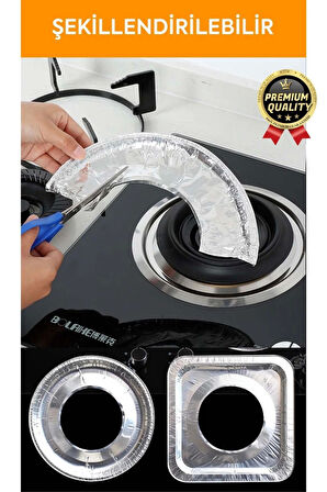 Çok Amaçlı Pratik Leke Önleyici Isıya Dayanıklı Yıkanabilir Alüminyum Ocak Koruyucu Folyo - 10 Adet