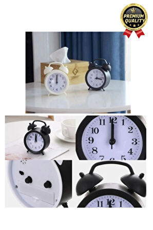 Premium Kalite Dekoratif Pilli Yüksek Sesli Alarmlı Çift Çan Formlu Masaüstü Mini Analog Çalar Saat