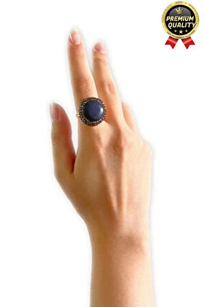 Özel Üretim Altın Pirinç Kaplama Vintage Görünümlü Şık Tasarımlı Ayarlanabilir Doğal Taş Kadın Yüzük