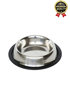 Premium Uzun Ömürlü Sağlam Kaymaz Kauçuk Taban Paslanmaz Çelik Metal Kedi Köpek Mama Su Kabı 26 Cm