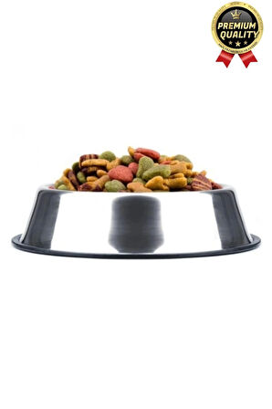 Premium Uzun Ömürlü Sağlam Kaymaz Kauçuk Taban Paslanmaz Çelik Metal Kedi Köpek Mama Su Kabı 34 cm