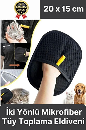 Yeniden Kullanılabilir İki Yönlü Mikrofiber Kedi Köpek Evcil Hayvan Tüy Toplama Eldiveni 20 x 15 cm