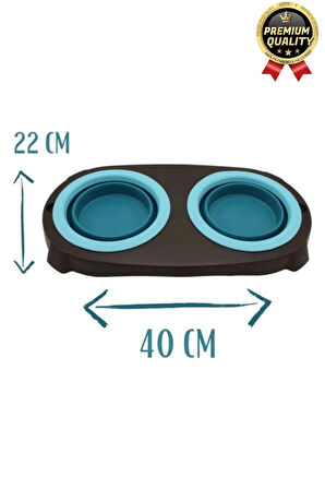 Yeni Seri Ayarlanabilir Ergonomik Portatif Katlanabilir İkili Kedi Köpek Mama Su Kabı Standı 500 Ml