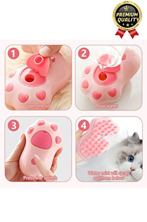 Yeni Seri Tüy Bakımı Pati Desenli Şarjlı Su Hazneli Doldurulan Kedi Köpek Evcil Hayvan Buharlı Tarak