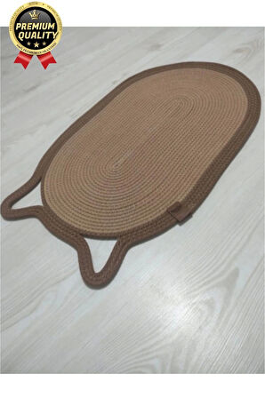Dekoratif Dayanıklı Zemin Dostu %100 Doğal Jüt İp Kedi Şekilli Duvar Tipi Tırmalama Paspası 40x70cm