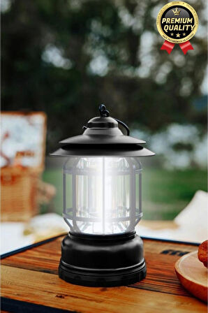 Çok Amaçlı Ayarlanabilir Şarjlı 2 Kademeli 500 Lümen Enerji Tasarruflu 3 COB Retro LED Kamp Lambası