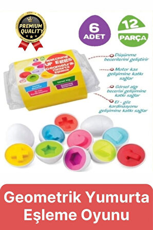 Yeni Nesil Eğitici Öğretici El Göz Kordinasyonu Çocuk Bebek Geometrik Yumurta Eşleme Oyunu 6'lı