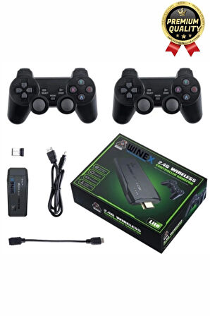 Nostaljik 4K Çözünürlük 2.4g Uyumlu Kablosuz Çift Kol Konsol Retro 20000 Oyunlu Game Stick Atari