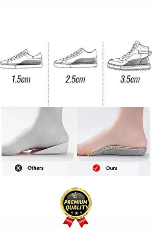 Eva Bellek Köpük Stoma Ortopedik Boy Uzatıcı Spor Ayakkabı Topuk Yükseltici Köpük Tabanlık 2.5 Cm