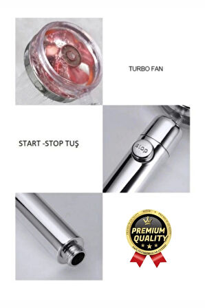 Özel Basınçlı Stop Düğmeli Pervaneli Su Tasarruflu Paslanmaz Turbo Duş Başlığı Hortum Mafsal Seti