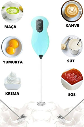 Premium Çelik Uçlu Pilli Mini Kahve Sos Krema Mama Yumurta Çırpıcı Karıştırıcı Süt Köpürtücü Mikser