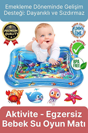 Premium Bebek Oyuncağı Eğlenceli Karın Üstü Aktivite Egzersiz BPA İçermez Emekleme Su Oyun Matı
