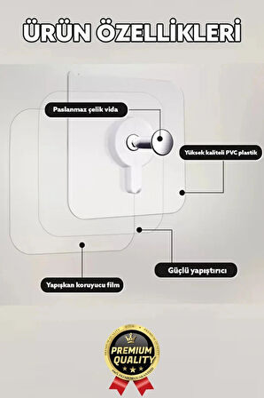 Süper Sağlam İz bırakmaz Çerçeve Tablo Banyo Mutfak Ultra Güçlü Yapışkanlı Çivisiz Askı 1 Adet