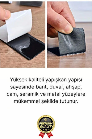 Ultra Güçlü İz Bırakmaz Çivisiz Tablo Çerçeve Asma Kendinden Yapışkanlı Siyah Cırt Bant 24'lü Set