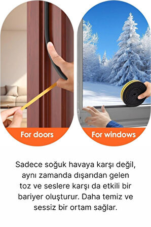 Güçlü Kendinden Yapışkanlı Kapı Pencere Soğuk Hava Geçirmez Yalıtım İzolasyon Siyah Fitil 10 Metre