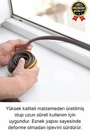 Güçlü Kendinden Yapışkanlı Kapı Pencere Soğuk Hava Geçirmez Yalıtım İzolasyon Kahve Fitil 4 Metre