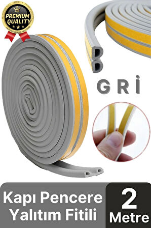 Güçlü Kendinden Yapışkanlı Kapı Pencere Soğuk Hava Geçirmez Yalıtım İzolasyon Gri Fitil 2 Metre