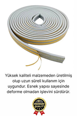 Güçlü Kendinden Yapışkanlı Kapı Pencere Soğuk Hava Geçirmez Yalıtım İzolasyon Gri Fitil 6 Metre