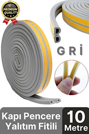 Güçlü Kendinden Yapışkanlı Kapı Pencere Soğuk Hava Geçirmez Yalıtım İzolasyon Gri Fitil 10 Metre