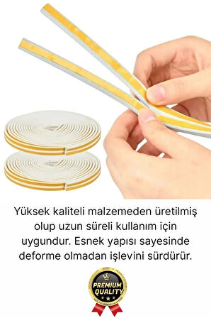 Güçlü Kendinden Yapışkanlı Kapı Pencere Soğuk Hava Geçirmez Yalıtım İzolasyon Beyaz Fitil 4 Metre
