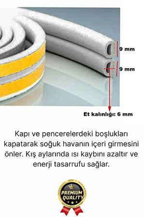 Güçlü Kendinden Yapışkanlı Kapı Pencere Soğuk Hava Geçirmez Yalıtım İzolasyon Beyaz Fitil 4 Metre