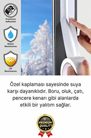 5 Adet Ekstra Güçlü Dayanıklı Su Geçirmez Sızdırmaz Yalıtım İzolasyon Beyaz Tamir Bandı 10 Mt 48 Mm