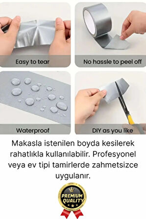 5 Adet Ekstra Güçlü Dayanıklı Su Geçirmez Sızdırmaz Yalıtım İzolasyon Siyah Tamir Bandı 10 Mt 48 Mm