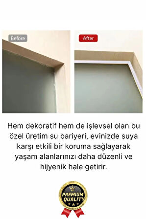 2 Adet Ultra Güçlü Dayanıklı Esnek Tezgah Mutfak Banyo Kendinden Yapışkanlı Su Bariyeri 2 Metre