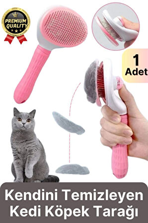 Özel Üretim Pembe Kendini Temizleyen Otomatik Tuşlu Evcil Hayvan Pet Tüy Toplayıcı Kedi Köpek Tarağı