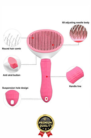 Özel Üretim Pembe Kendini Temizleyen Otomatik Tuşlu Evcil Hayvan Pet Tüy Toplayıcı Kedi Köpek Tarağı