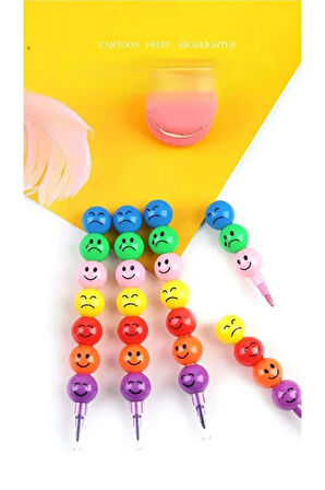 Özel Seri İlkokul Okul Öğrenci Renkli Hafif Eğlenceli Emoji Yüzlü Yumurtlayan Mini Kalem 4'lü Set