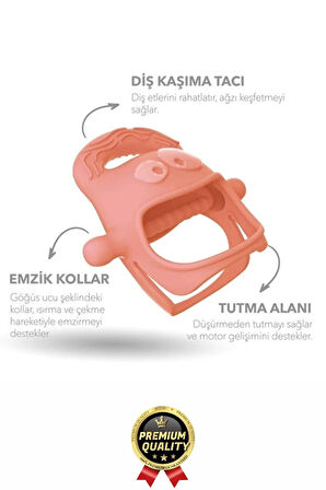 Eğlenceli Yumuşak Esnek Bpa İçermeyen Diş Çıkarma Dönemi Kaşıma Silikon Pembe Bebek Diş Kaşıyıcı