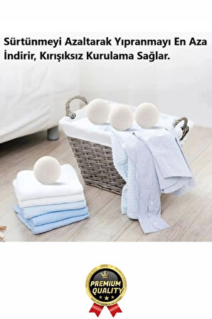 Sürtünme Engellen Kırışıklık Azaltıcı Çabuk Kuruma Yün Çamaşır Makinesi Kurutma Topu Yumuşatıcı 3'lü