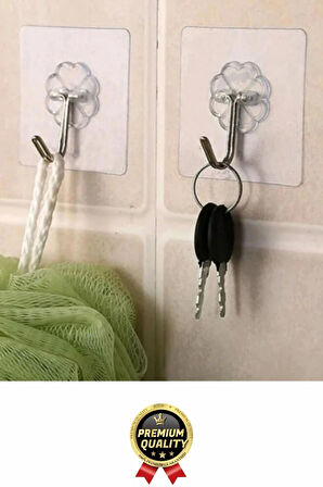 Çok Amaçlı Süper Güçlü Kendinden Yapışkanlı Kolay Montaj Duvar Mutfak Şeffaf Askılık Kancalı Askı