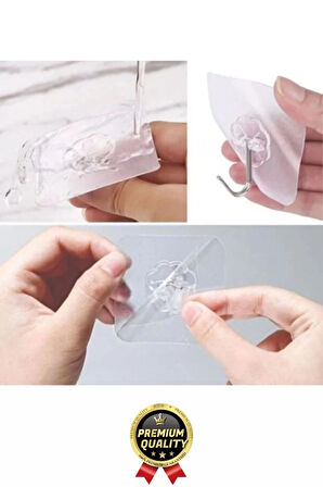 Çok Amaçlı Süper Güçlü Kendinden Yapışkanlı Kolay Montaj Duvar Mutfak Şeffaf Askılık Kancalı Askı