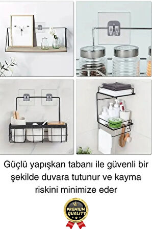 4 Adet Ultra Güçlü Suya Dayanıklı İz Bırakmaz Şeffaf Mutfak Banyo Tablo Raf Ayna Tutucu Askı Kanca