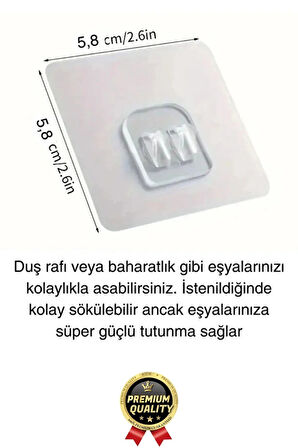 5 Adet Ultra Güçlü Suya Dayanıklı İz Bırakmaz Şeffaf Banyo Mutfak Ayna Tablo Raf Tutucu Askı Kanca