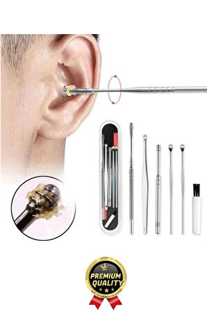 Özel Üretim Paslanmaz Çelik Kulak Balmumu Toplayıcı Çıkarıcı Temizleyici Bakımı Çubuk Seti 6 Parça