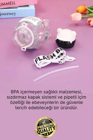 #Matara Kaliteli BPA İçermez Pipetli Askılı Çocuk Okul 3D Desenli Sevimli Robot Şeklinde Su Matarası