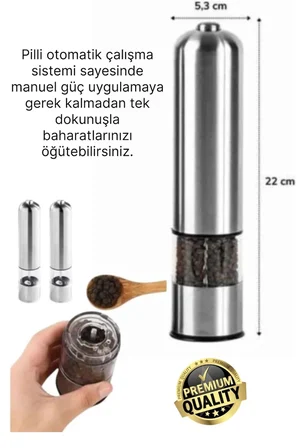 #Değirmen Pratik Mutfak Taze Zahmetsiz Pilli Otomatik Tuz Karabiber Baharat Çekme Değirmeni Öğütücü
