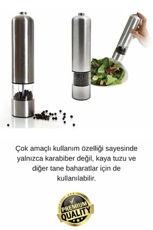 #Değirmen Pratik Mutfak Taze Zahmetsiz Pilli Otomatik Tuz Karabiber Baharat Çekme Değirmeni Öğütücü