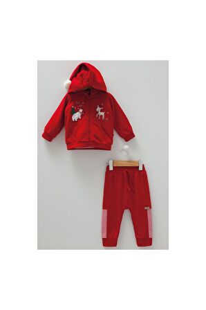 Caramell 3'lü Hırkalı Takım Kırmızı