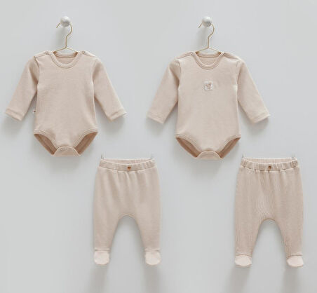 Caramell %100 Pamuk Hello Forest 4'lü Body Pantolon Set CRML.BPE1959