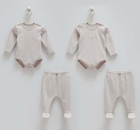 Caramell %100 Pamuk Hello Forest 4'lü Body Pantolon Set CRML.BPE1959