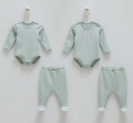 Caramell %100 Pamuk Hello Forest 4'lü Body Pantolon Set CRML.BPE1959