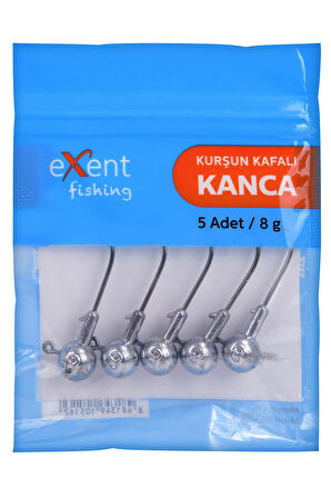 Exent karbon çelik 8 gr. kurşun kafalı kanca-5 adet