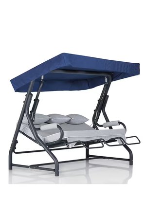 Erinöz Salvia 3 Kişilik Bahçe Balkon Teras Salıncağı - Minder: Lacivert Çizgili Tente: Lacivert
