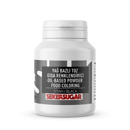 Şeker & Sugar Siyah Yağ Bazlı Toz Gıda (Boyası) Renklendiricisi 25 g